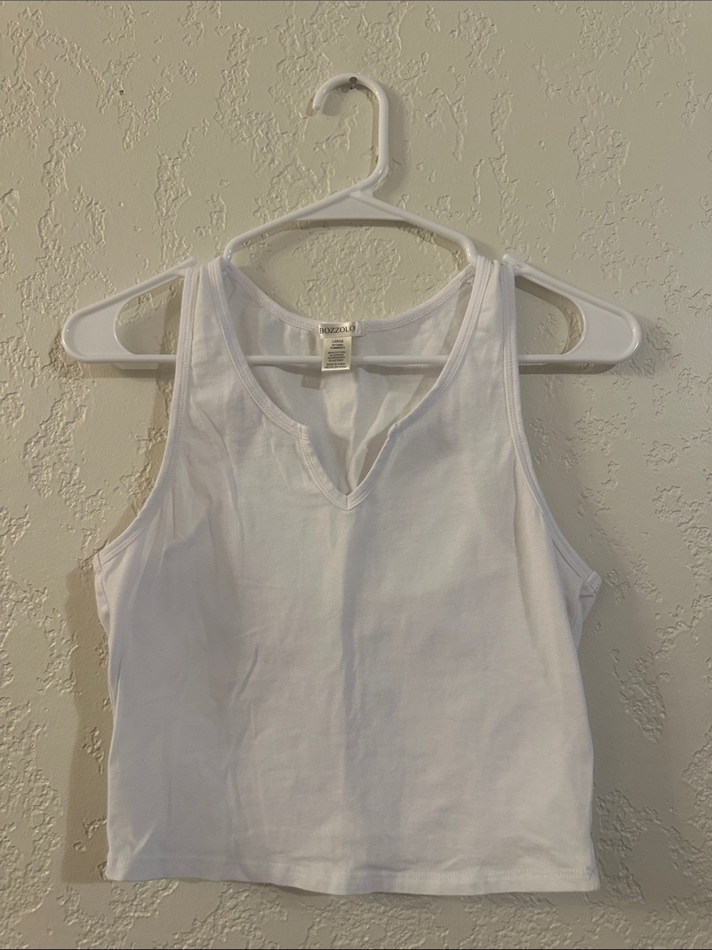 Basic White Tank Top - Split V-Neck Women's Top